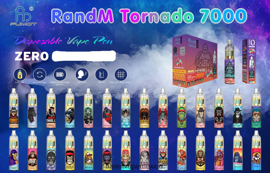 Fumot Tornado 7000 vapeador desechable 0% - 14ml (1 pieza) Fresa plátano H0XPTX538 Fumot Store