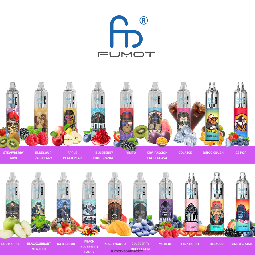 Fumot Tornado Pluma vaporizador desechable 0% 7000 14 ml (1 pieza) estallido rosa H0XPTX530 Fumot Vape Flavors